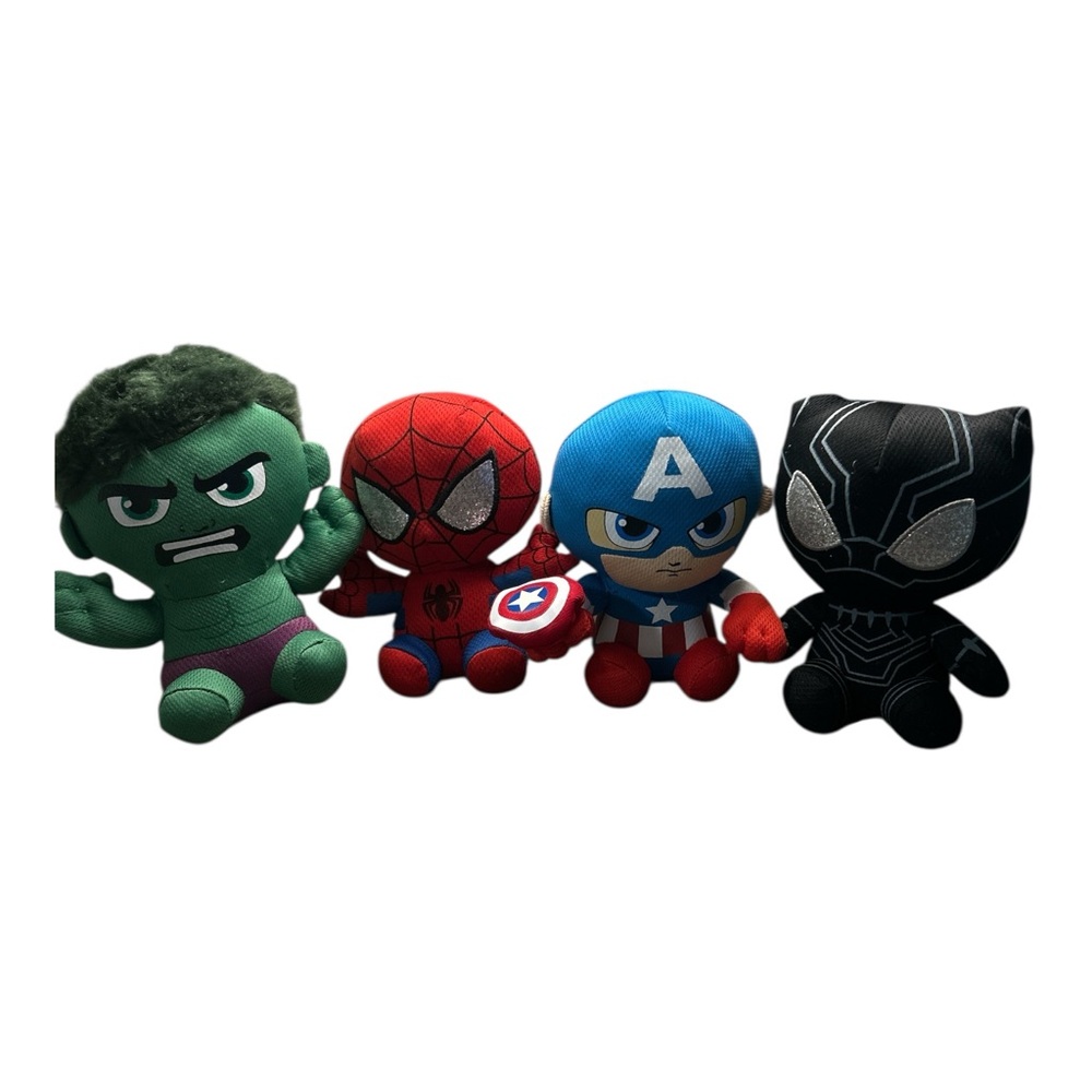 Marvel Avengers‎ Plush Set Black Panther Captain America Spider-Man Hulk 10” Lot
